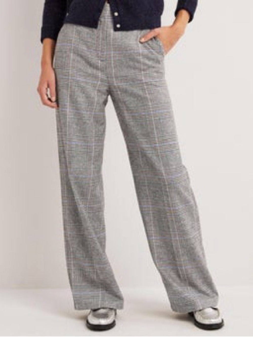 Boden Wool Wide Leg Trouser Pants Plaid Herringbone Work regency old money Sz 8